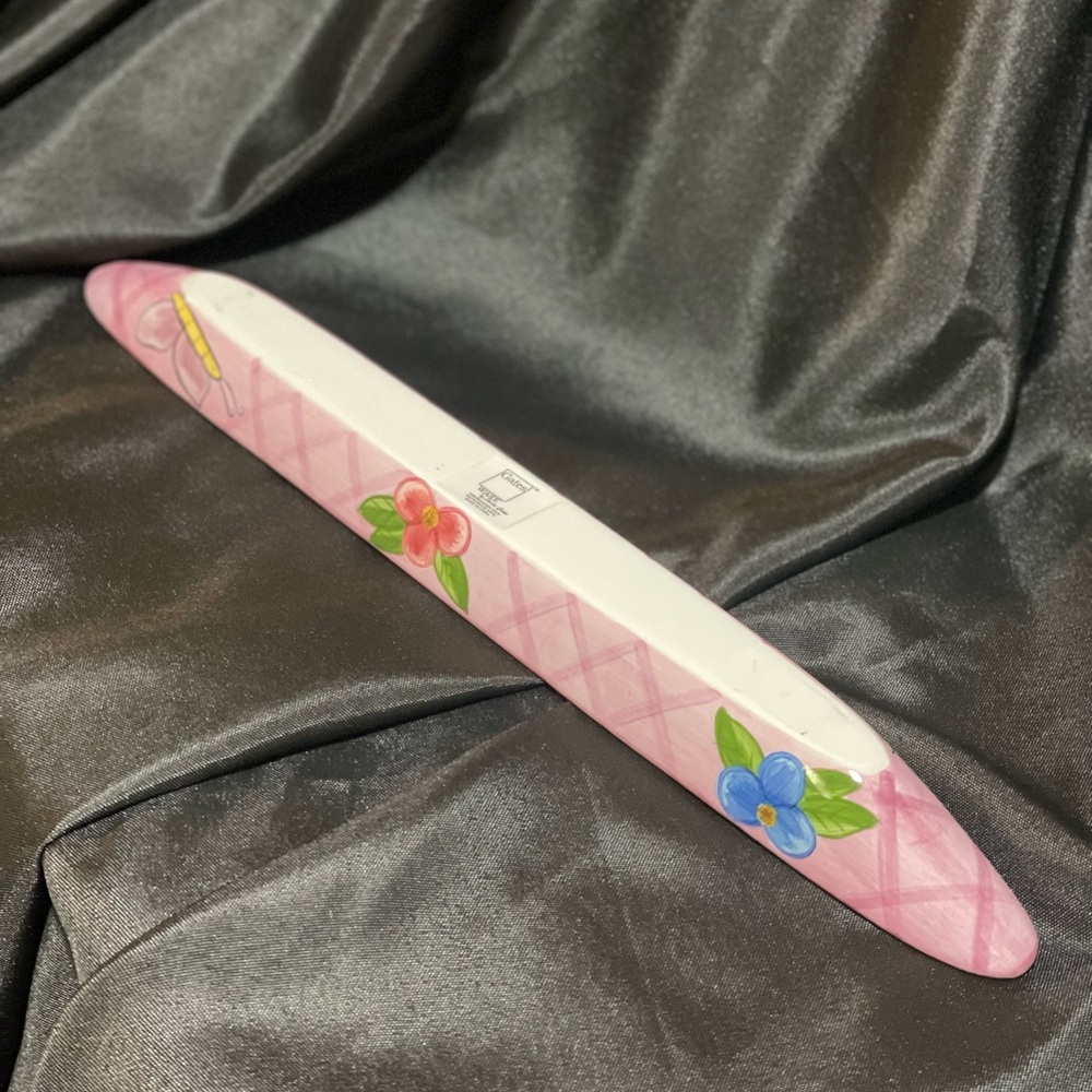 Laurie Gates Ceramic olivecandy dish - 16.25 x1 5/8" Long Boat Dish Pink Floral